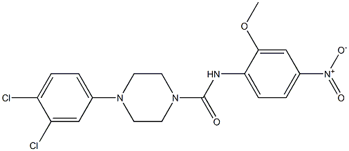 4-(3,4-dichlorophenyl)-N-(2-methoxy-4-nitrophenyl)piperazine-1-carboxamide Struktur