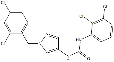 1-(2,3-dichlorophenyl)-3-[1-[(2,4-dichlorophenyl)methyl]pyrazol-4-yl]urea Struktur