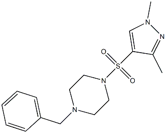 1-benzyl-4-(1,3-dimethylpyrazol-4-yl)sulfonylpiperazine Struktur