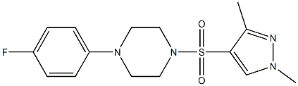 1-(1,3-dimethylpyrazol-4-yl)sulfonyl-4-(4-fluorophenyl)piperazine Struktur