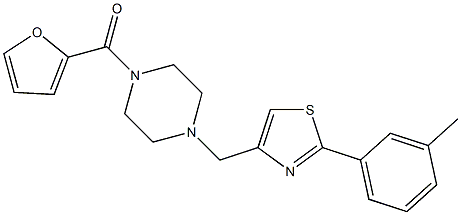 furan-2-yl-[4-[[2-(3-methylphenyl)-1,3-thiazol-4-yl]methyl]piperazin-1-yl]methanone Struktur