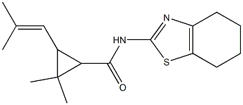 2,2-dimethyl-3-(2-methylprop-1-enyl)-N-(4,5,6,7-tetrahydro-1,3-benzothiazol-2-yl)cyclopropane-1-carboxamide Struktur