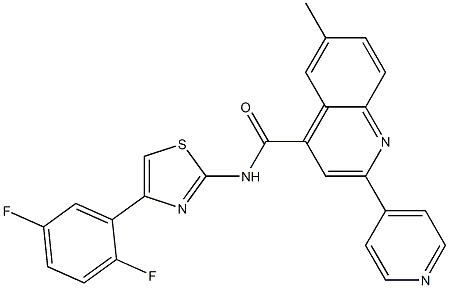 N-[4-(2,5-difluorophenyl)-1,3-thiazol-2-yl]-6-methyl-2-pyridin-4-ylquinoline-4-carboxamide Struktur