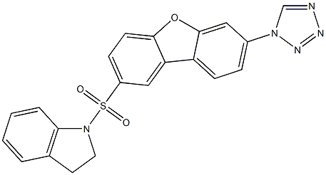 1-[7-(tetrazol-1-yl)dibenzofuran-2-yl]sulfonyl-2,3-dihydroindole Struktur