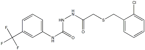 1-[[2-[(2-chlorophenyl)methylsulfanyl]acetyl]amino]-3-[3-(trifluoromethyl)phenyl]urea Struktur