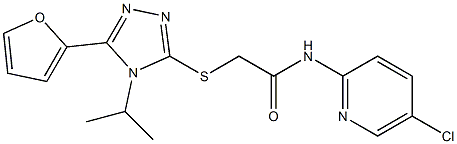 N-(5-chloropyridin-2-yl)-2-[[5-(furan-2-yl)-4-propan-2-yl-1,2,4-triazol-3-yl]sulfanyl]acetamide Struktur