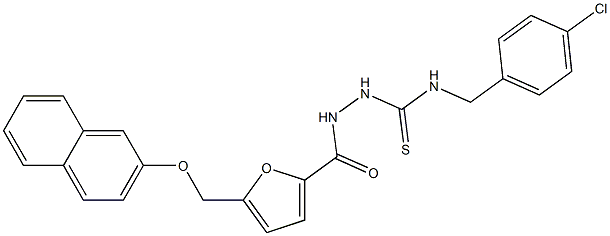 1-[(4-chlorophenyl)methyl]-3-[[5-(naphthalen-2-yloxymethyl)furan-2-carbonyl]amino]thiourea Struktur