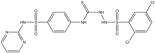 1-[(2,5-dichlorophenyl)sulfonylamino]-3-[4-(pyrimidin-2-ylsulfamoyl)phenyl]thiourea Struktur