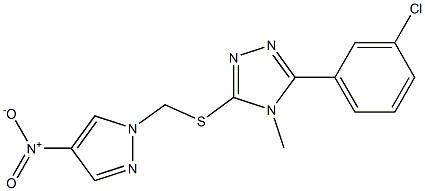 3-(3-chlorophenyl)-4-methyl-5-[(4-nitropyrazol-1-yl)methylsulfanyl]-1,2,4-triazole Struktur