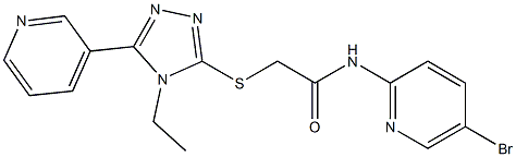 N-(5-bromopyridin-2-yl)-2-[(4-ethyl-5-pyridin-3-yl-1,2,4-triazol-3-yl)sulfanyl]acetamide Struktur