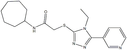 N-cycloheptyl-2-[(4-ethyl-5-pyridin-3-yl-1,2,4-triazol-3-yl)sulfanyl]acetamide Struktur