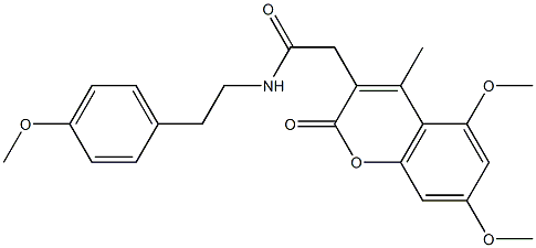 2-(5,7-dimethoxy-4-methyl-2-oxochromen-3-yl)-N-[2-(4-methoxyphenyl)ethyl]acetamide Struktur