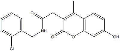 N-[(2-chlorophenyl)methyl]-2-(7-hydroxy-4-methyl-2-oxochromen-3-yl)acetamide Struktur