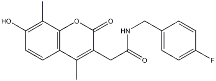 N-[(4-fluorophenyl)methyl]-2-(7-hydroxy-4,8-dimethyl-2-oxochromen-3-yl)acetamide Structure