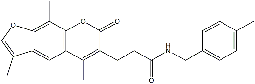 N-[(4-methylphenyl)methyl]-3-(3,5,9-trimethyl-7-oxofuro[3,2-g]chromen-6-yl)propanamide Struktur