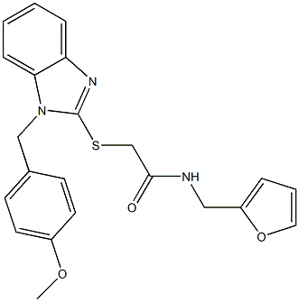 N-(furan-2-ylmethyl)-2-[1-[(4-methoxyphenyl)methyl]benzimidazol-2-yl]sulfanylacetamide Struktur