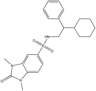 N-(2-cyclohexyl-2-phenylethyl)-1,3-dimethyl-2-oxobenzimidazole-5-sulfonamide Struktur