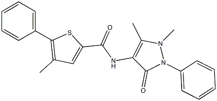 N-(1,5-dimethyl-3-oxo-2-phenylpyrazol-4-yl)-4-methyl-5-phenylthiophene-2-carboxamide Struktur