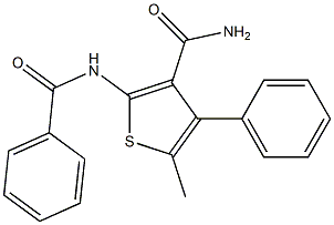 2-benzamido-5-methyl-4-phenylthiophene-3-carboxamide Struktur