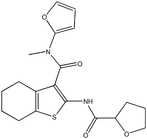 N-[3-(furan-2-ylmethylcarbamoyl)-4,5,6,7-tetrahydro-1-benzothiophen-2-yl]oxolane-2-carboxamide Struktur