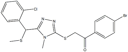 1-(4-bromophenyl)-2-[[5-[(2-chlorophenyl)methylsulfanylmethyl]-4-methyl-1,2,4-triazol-3-yl]sulfanyl]ethanone Struktur