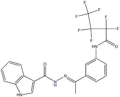 N-[(E)-1-[3-(2,2,3,3,4,4,4-heptafluorobutanoylamino)phenyl]ethylideneamino]-1H-indole-3-carboxamide Struktur