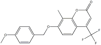 7-[(4-methoxyphenyl)methoxy]-8-methyl-4-(trifluoromethyl)chromen-2-one Struktur