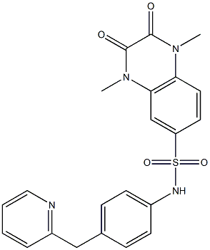 1,4-dimethyl-2,3-dioxo-N-[4-(pyridin-2-ylmethyl)phenyl]quinoxaline-6-sulfonamide Struktur