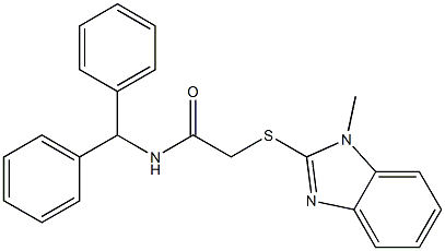 N-benzhydryl-2-(1-methylbenzimidazol-2-yl)sulfanylacetamide Struktur