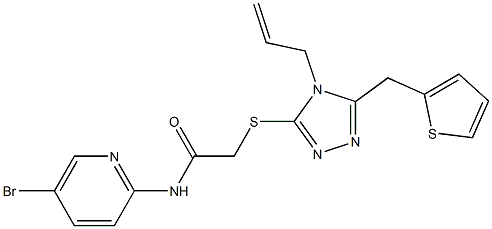 N-(5-bromopyridin-2-yl)-2-[[4-prop-2-enyl-5-(thiophen-2-ylmethyl)-1,2,4-triazol-3-yl]sulfanyl]acetamide Struktur