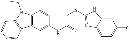 2-[(6-chloro-1H-benzimidazol-2-yl)sulfanyl]-N-(9-ethylcarbazol-3-yl)acetamide Struktur