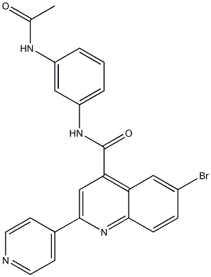 N-(3-acetamidophenyl)-6-bromo-2-pyridin-4-ylquinoline-4-carboxamide Struktur