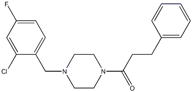 1-[4-[(2-chloro-4-fluorophenyl)methyl]piperazin-1-yl]-3-phenylpropan-1-one Struktur