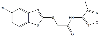 2-[(5-chloro-1,3-benzothiazol-2-yl)sulfanyl]-N-(4-methyl-1,2,5-oxadiazol-3-yl)acetamide Struktur