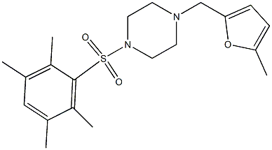 1-[(5-methylfuran-2-yl)methyl]-4-(2,3,5,6-tetramethylphenyl)sulfonylpiperazine Struktur