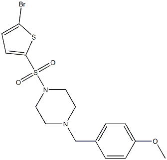 1-(5-bromothiophen-2-yl)sulfonyl-4-[(4-methoxyphenyl)methyl]piperazine Struktur