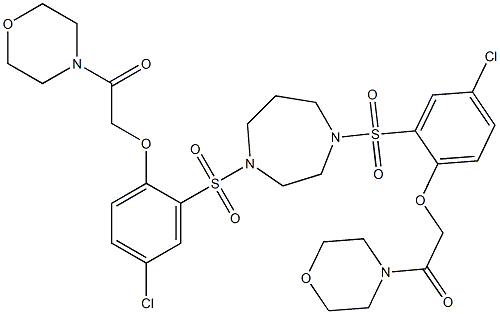 2-[4-chloro-2-[[4-[5-chloro-2-(2-morpholin-4-yl-2-oxoethoxy)phenyl]sulfonyl-1,4-diazepan-1-yl]sulfonyl]phenoxy]-1-morpholin-4-ylethanone Struktur