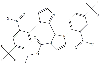 ethyl 3-[2-nitro-4-(trifluoromethyl)phenyl]-2-[1-[2-nitro-4-(trifluoromethyl)phenyl]imidazol-2-yl]-2H-imidazole-1-carboxylate Struktur