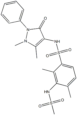 N-(1,5-dimethyl-3-oxo-2-phenylpyrazol-4-yl)-3-(methanesulfonamido)-2,4-dimethylbenzenesulfonamide Struktur