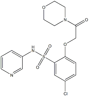 5-chloro-2-(2-morpholin-4-yl-2-oxoethoxy)-N-pyridin-3-ylbenzenesulfonamide Struktur