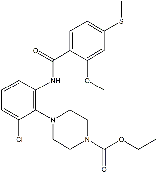 ethyl 4-[2-chloro-6-[(2-methoxy-4-methylsulfanylbenzoyl)amino]phenyl]piperazine-1-carboxylate Struktur