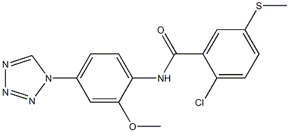 2-chloro-N-[2-methoxy-4-(tetrazol-1-yl)phenyl]-5-methylsulfanylbenzamide Struktur