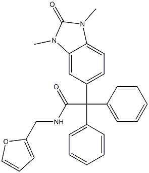 2-(1,3-dimethyl-2-oxobenzimidazol-5-yl)-N-(furan-2-ylmethyl)-2,2-diphenylacetamide Struktur