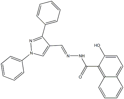 N-[(E)-(1,3-diphenylpyrazol-4-yl)methylideneamino]-2-hydroxynaphthalene-1-carboxamide Struktur