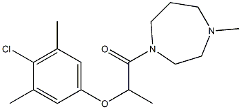 2-(4-chloro-3,5-dimethylphenoxy)-1-(4-methyl-1,4-diazepan-1-yl)propan-1-one Struktur