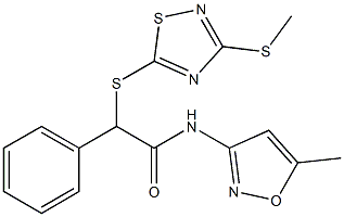 N-(5-methyl-1,2-oxazol-3-yl)-2-[(3-methylsulfanyl-1,2,4-thiadiazol-5-yl)sulfanyl]-2-phenylacetamide Struktur