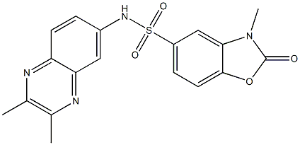 N-(2,3-dimethylquinoxalin-6-yl)-3-methyl-2-oxo-1,3-benzoxazole-5-sulfonamide Struktur