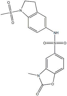 3-methyl-N-(1-methylsulfonyl-2,3-dihydroindol-5-yl)-2-oxo-1,3-benzoxazole-5-sulfonamide Struktur