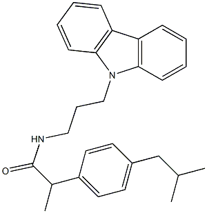 N-(3-carbazol-9-ylpropyl)-2-[4-(2-methylpropyl)phenyl]propanamide Struktur