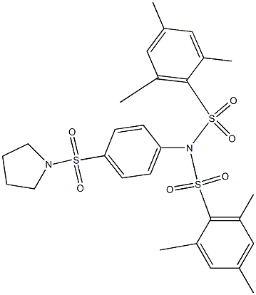 2,4,6-trimethyl-N-(4-pyrrolidin-1-ylsulfonylphenyl)-N-(2,4,6-trimethylphenyl)sulfonylbenzenesulfonamide Struktur